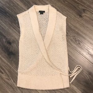 Frenchi Cream Open-Knit Wrap Sweater Vest